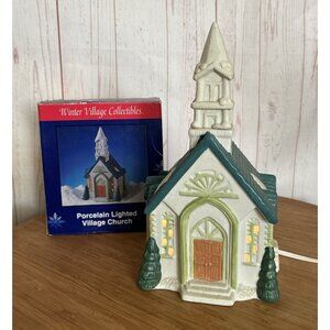 Vintage Collection Porcelain Christmas Holiday Winter Village Church Light Up